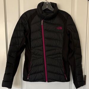 The North Face Women's Black and Pink Down Fleece Jacket